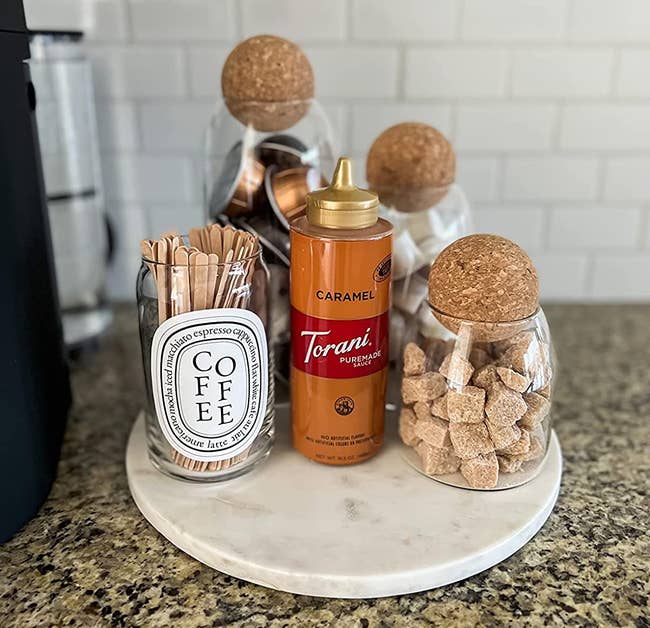 reviewer's three jars being used to create a coffee bar