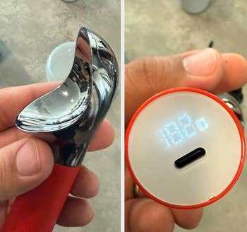 Ice pick  scoop with a built-in integer  thermometer displaying 