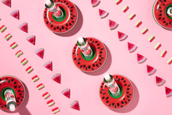 Watermelon lubricant surrounded by watermelon