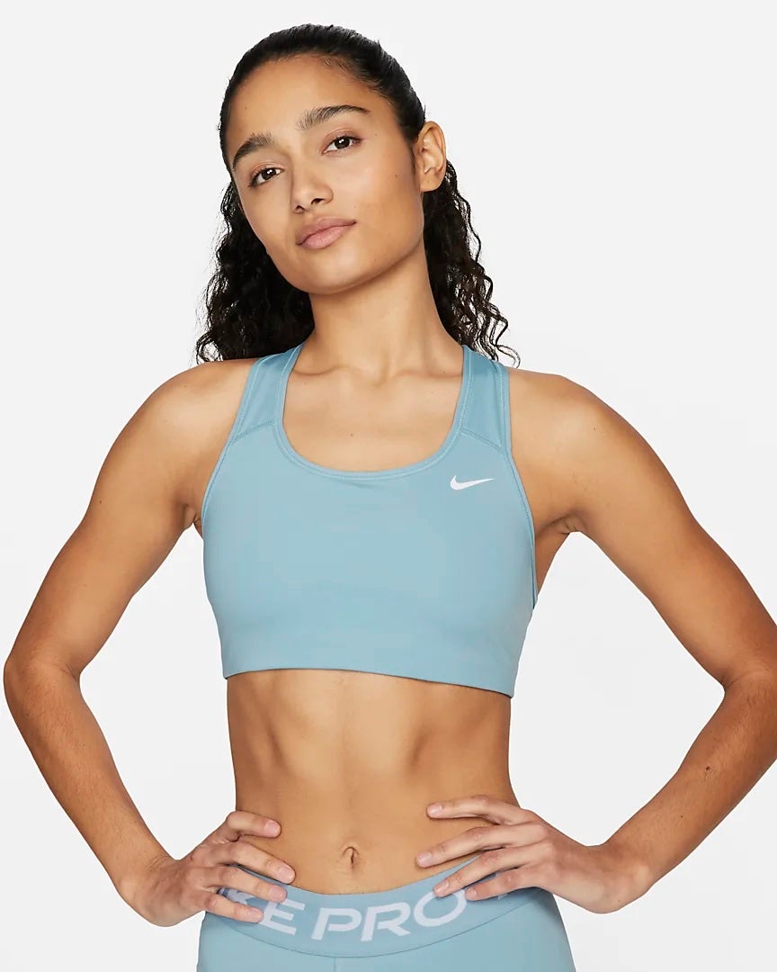Nike Dri-Fit Gray & Black Sports Bra Top Womens Large Swoosh