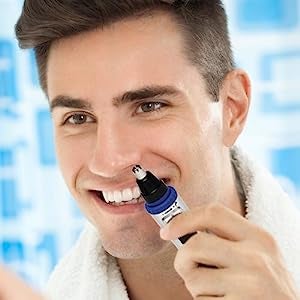 Model using the nose trimmer