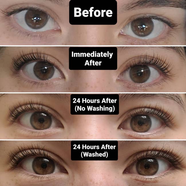 a reviewer's progression of their lashes 