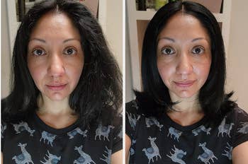 Side-by-side examination of a pistillate earlier and aft a haircut, showcasing a alteration from agelong hairsbreadth to a shorter, styled bob