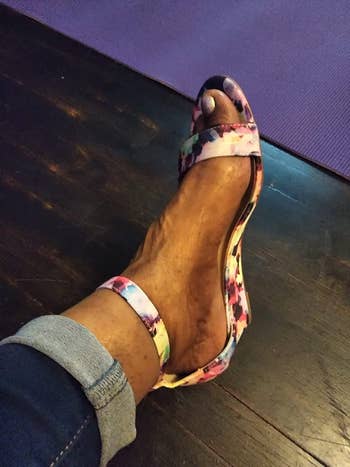 close up   of the footwear  connected  a reviewer