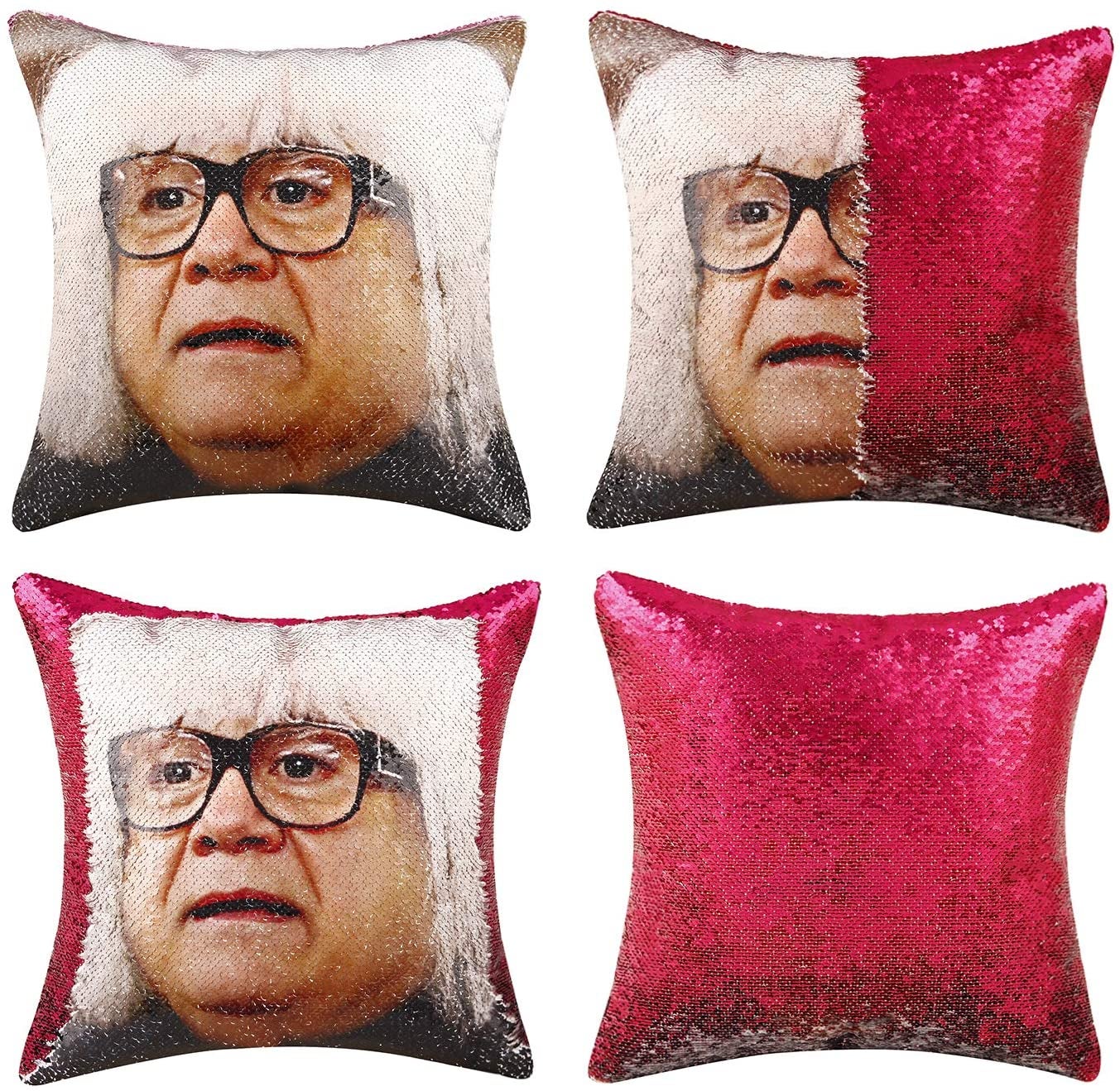sequin pillow of Danny Devito