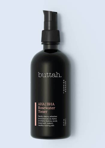 A bottle of the AHA/BHA rose water toner