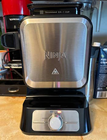 reviewers Ninja waffle maker on their counter