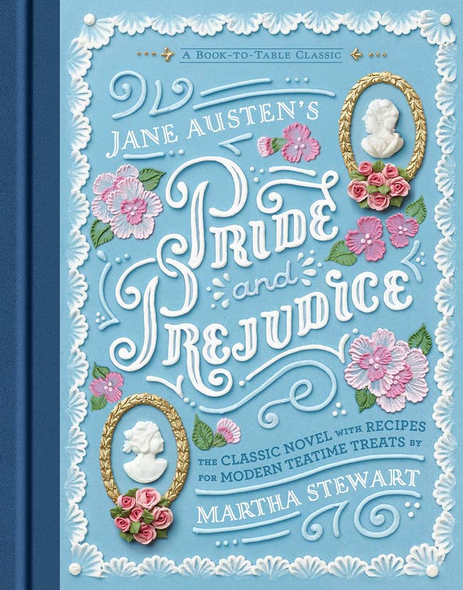 the blue Pride and Prejudice cover featuring colorful floral designs