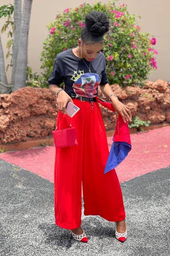 reviewer successful the reddish flowy palazzo pants