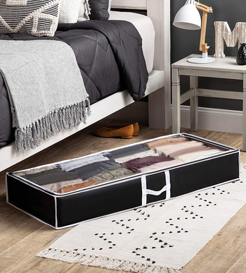 Underbed storage bag placed under bed