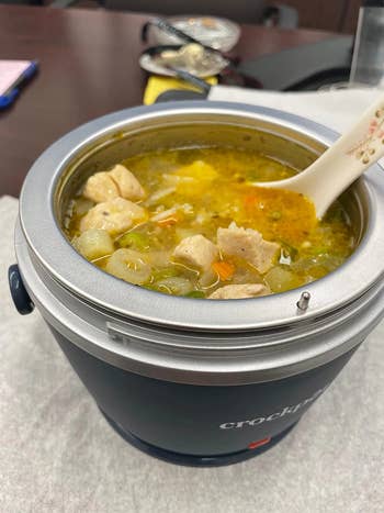 reviewer's soup in mini crockpot