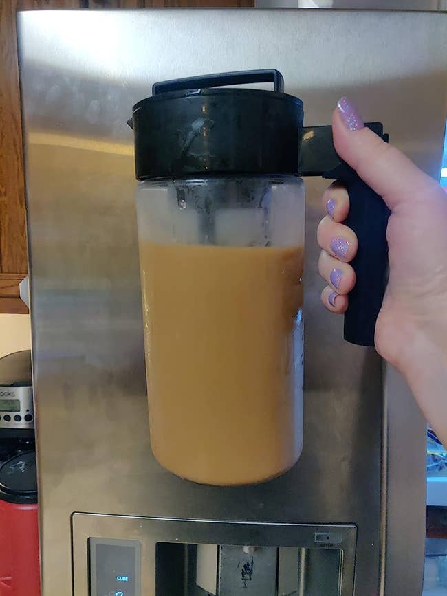 The reviewer's cold-brew maker filled with coffee