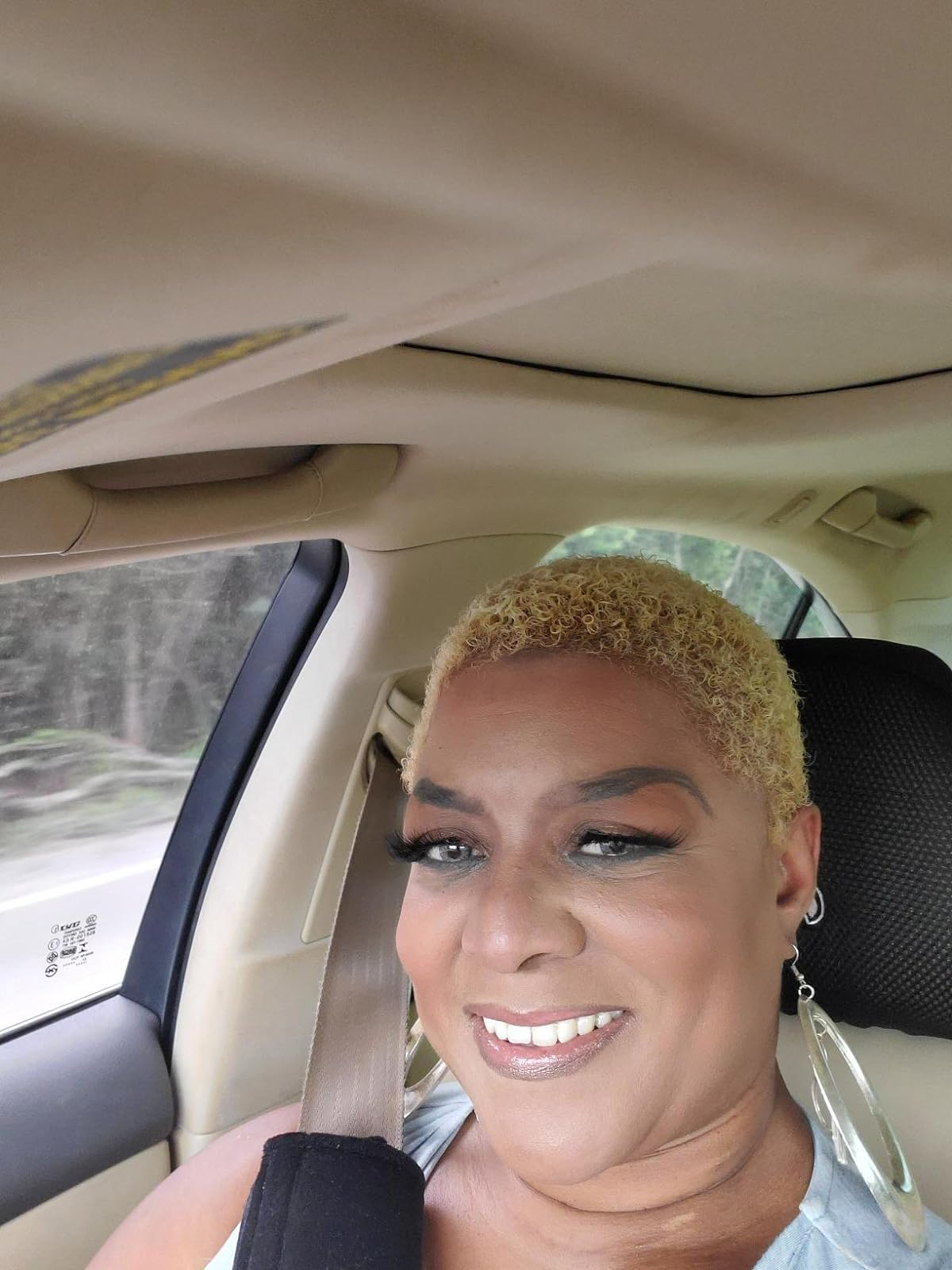 Reviewer wearing foundation that was flawlessly applied with the brush