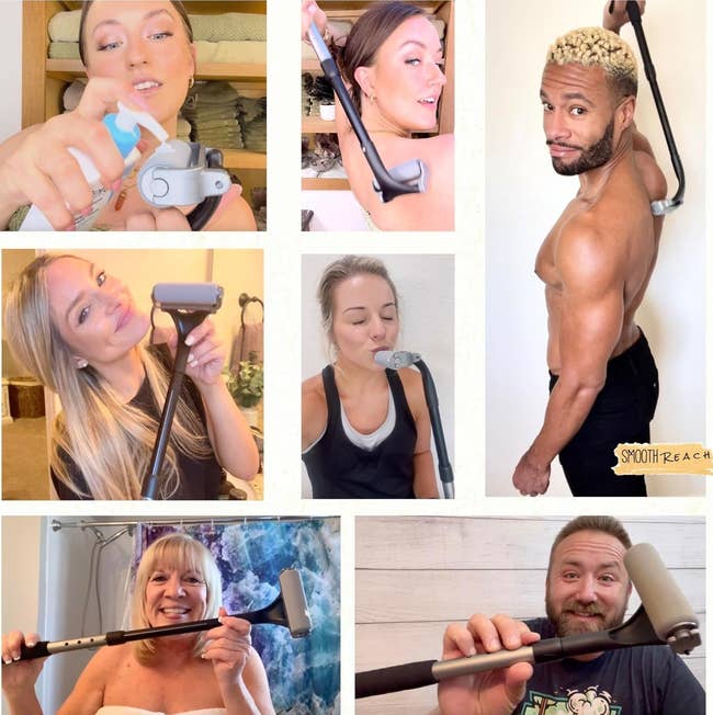 Social media trends Viral content Trending hashtags Social media updates Trending memes and videos Collage of people using holding the lotion applicator