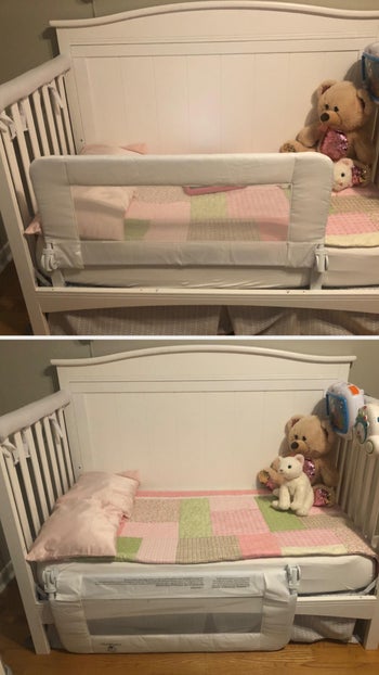 another reviewer showing the bed rail in both the up and folded down position
