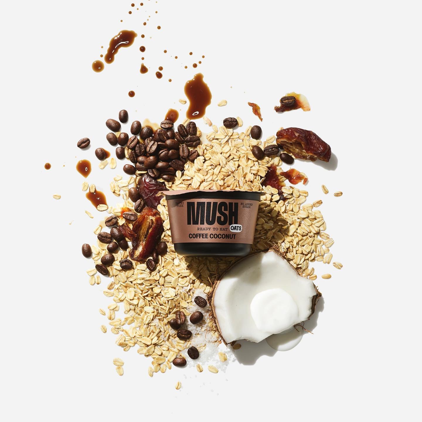 a product shot of the coffee coconut flavor oats
