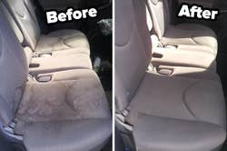 Reviewer images before and after cleaning car seats