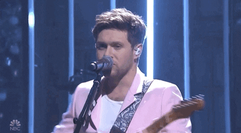 a gif of niall horan performing on snl