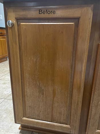 worn looking wood cabinet