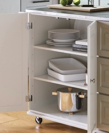 Kitchen island with the doors open