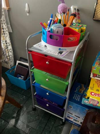 reviewer's photo of the cart in their kids' room