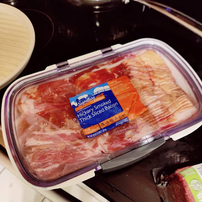 reviewer image of bacon inside the deli storage container