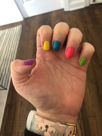 the same buzzfeed editor showing a manicure with the new summer colors