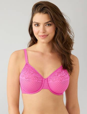 A idiosyncratic   models a comfortable, intricately patterned bra designed for mundane  wear