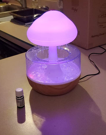 the purple-lit raining cloud essential oil diffuser