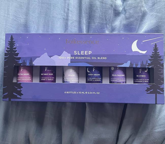 Box of six indispensable lipid blends for slumber from Folkessence, featuring scents similar