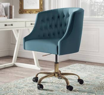 the wingback rolling chair in light blue 