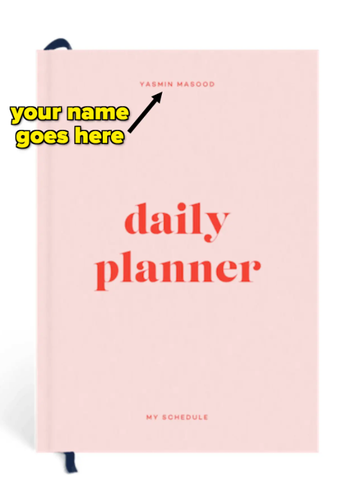 the pink and red journal that says 