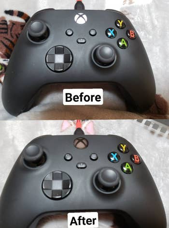 Split image of Xbox controller, in the top image, labeled 