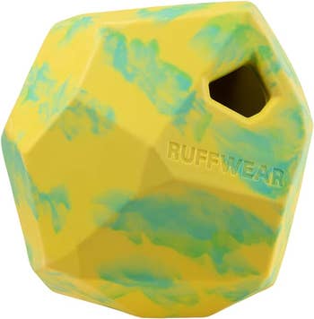 Ruffwear dog toy, durable rubber with a unique shape for erratic bounce