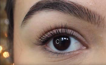 a close up on a reviewer's curled eyelashes