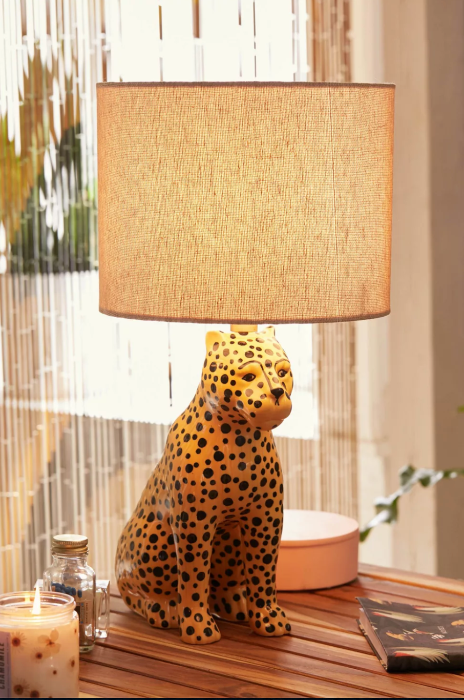 cheetah table on a nightstand