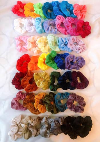 reviewer photo of the complete 45-piece scrunchie set