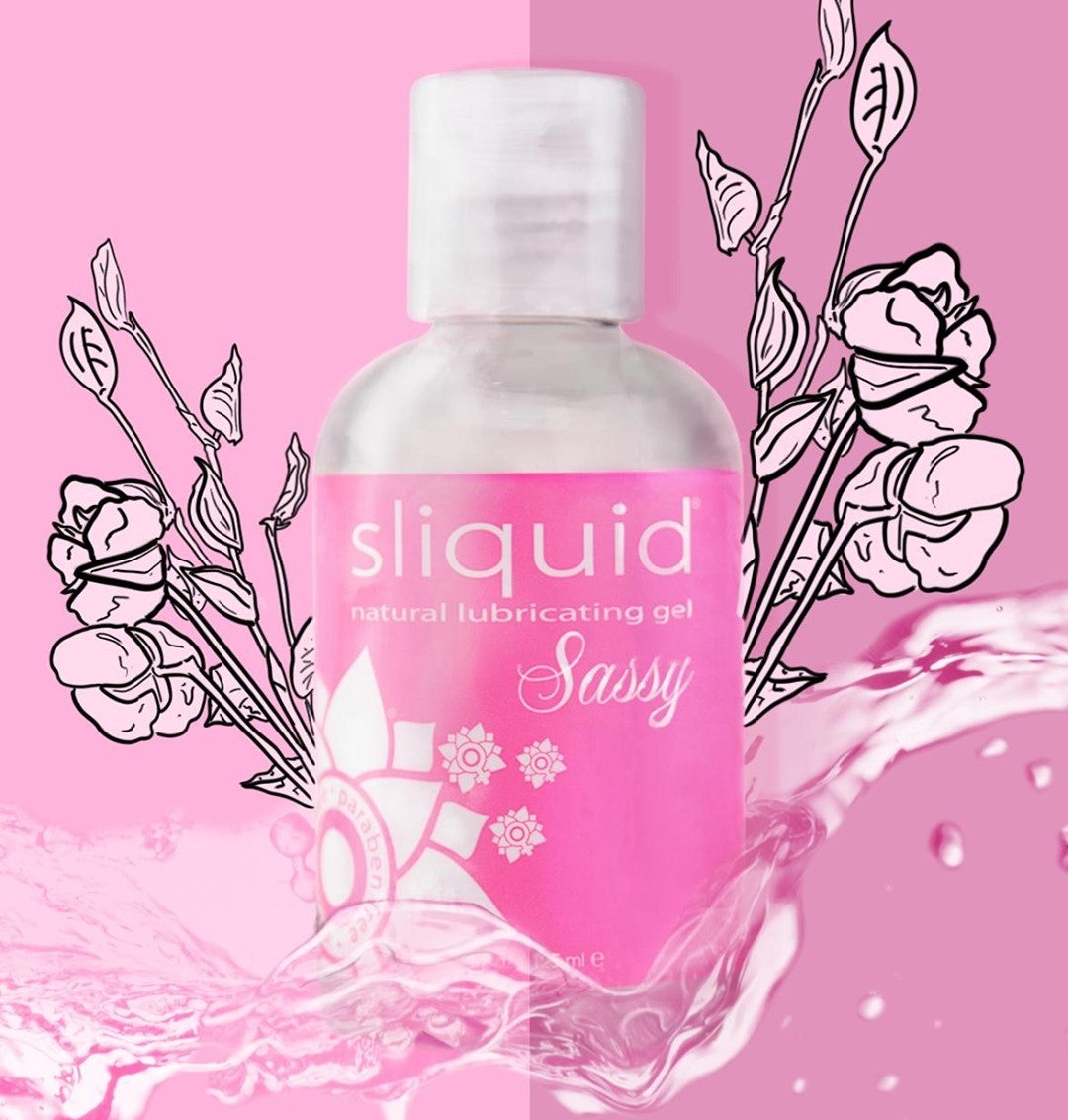 Pink bottle of Sliquid Sassy lubricant