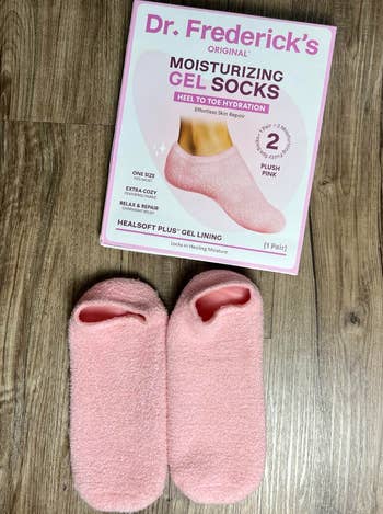 Dr. Frederick's moisturizing gel socks, shown successful  pink, connection    heel-to-toe hydration with other  cozy, plush cloth  for comfortableness  and relief