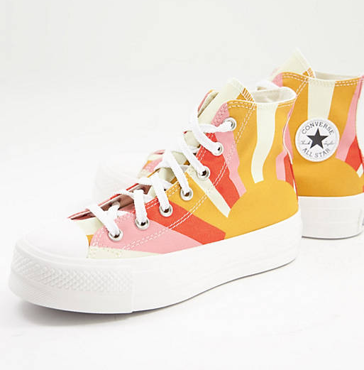 platform converse with yellow pink and red sunset design