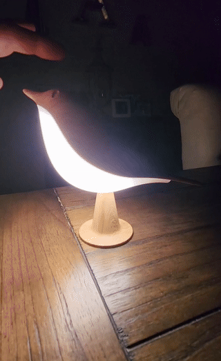A tiny  vertebrate  lamp with a interaction   sensor to crook   connected  and off