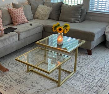 The gold coffee table