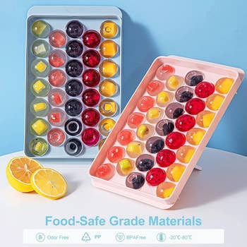 The molds filled with flavored ice