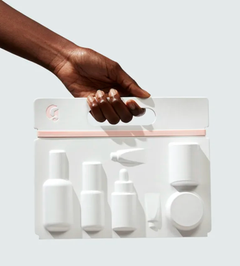 model holding the carrying case