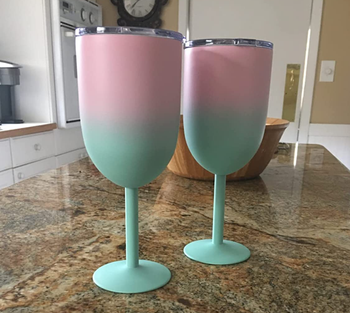 Reviewer image of pink and green cups