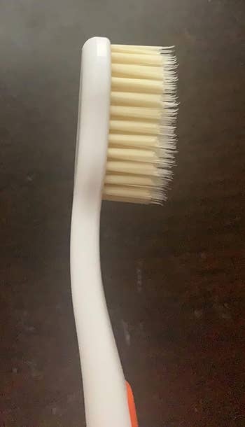 A close up of the toothbrush