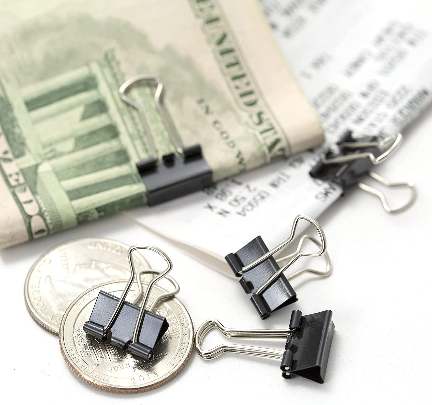 numerous black mini binder clips