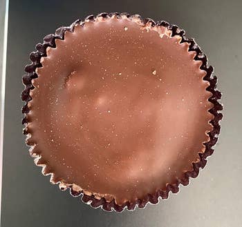 reviewer photo of a top down view of the giant reese's cup