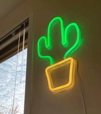 reviewer photo of the neon cactus lit up during the day