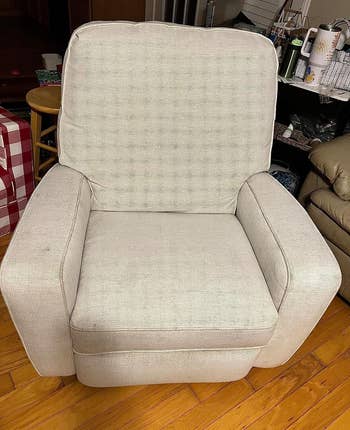 after image of the same armchair now stain-free and clean